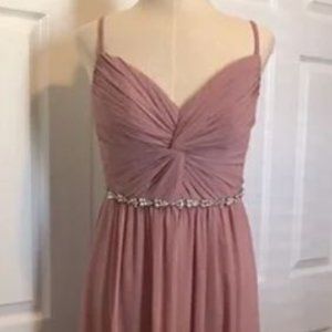 David’s Bridal chiffon prom dress with beaded belt